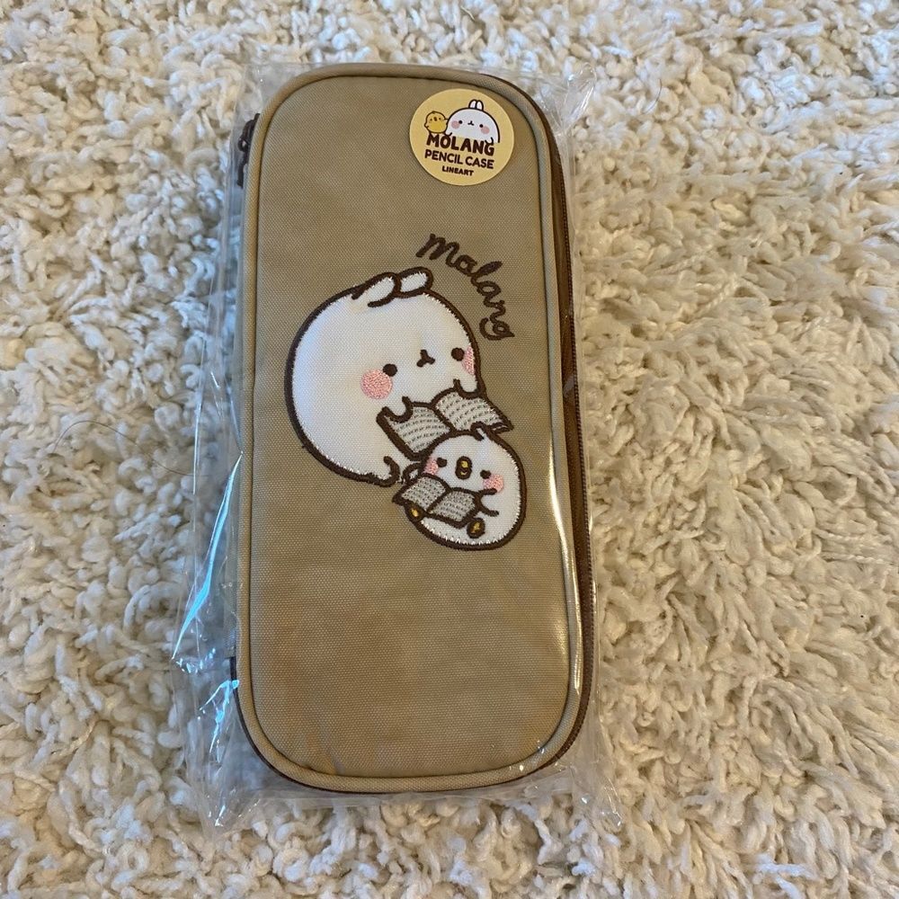 Cute Korean Animal Design Molang Pencil Case/Storage. Beige OS. Kidcore. Gifts. - Picture 2 of 4